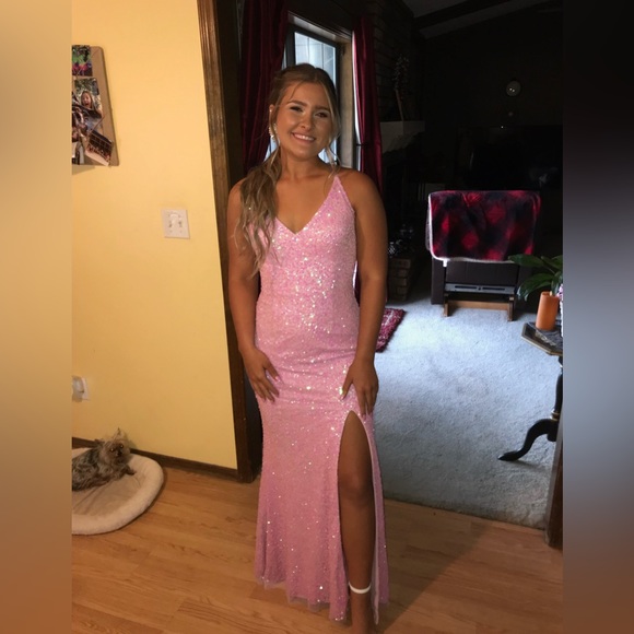 Dresses & Skirts - Pink sparkly prom dress for sale. Size 8 no alterations. Worn once.